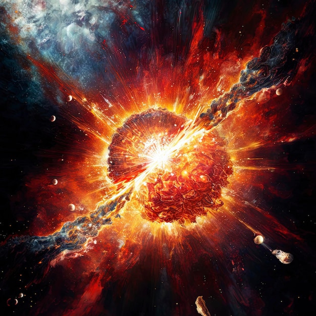 Supernova exploding, space