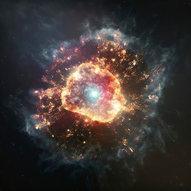 Supernova exploding, space