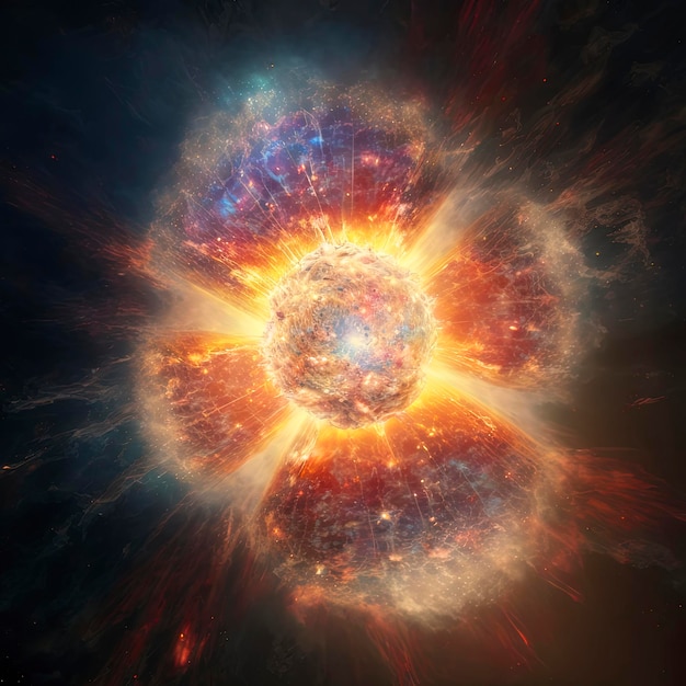 Supernova exploding, space