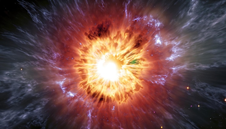 Photo supernova massive star explosion space background 3d illustration