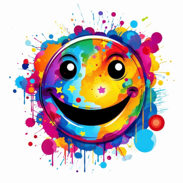 SuperSam Cute Stylized Smiley Face Multicolored Image