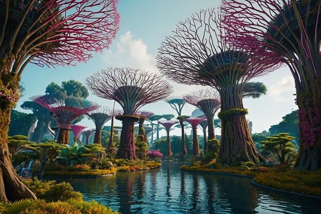 Photo supertree grove in a fantasy setting