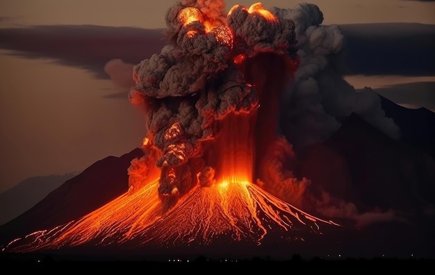Photo supervolcano eruption generative ai