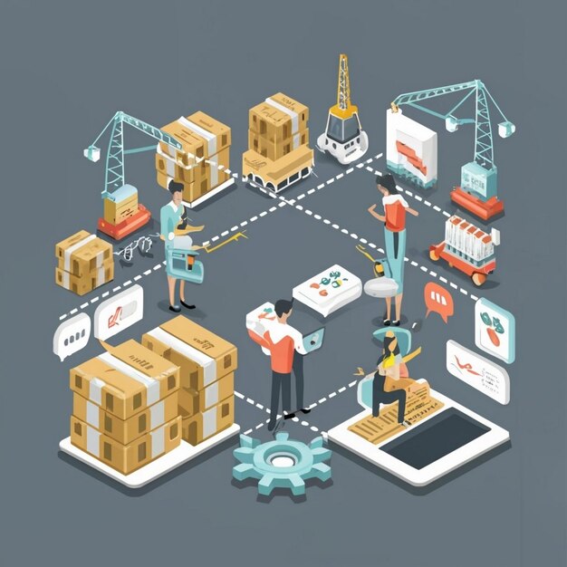 Supply chain simulation concept icon Logistics network abstract idea thin line illustration