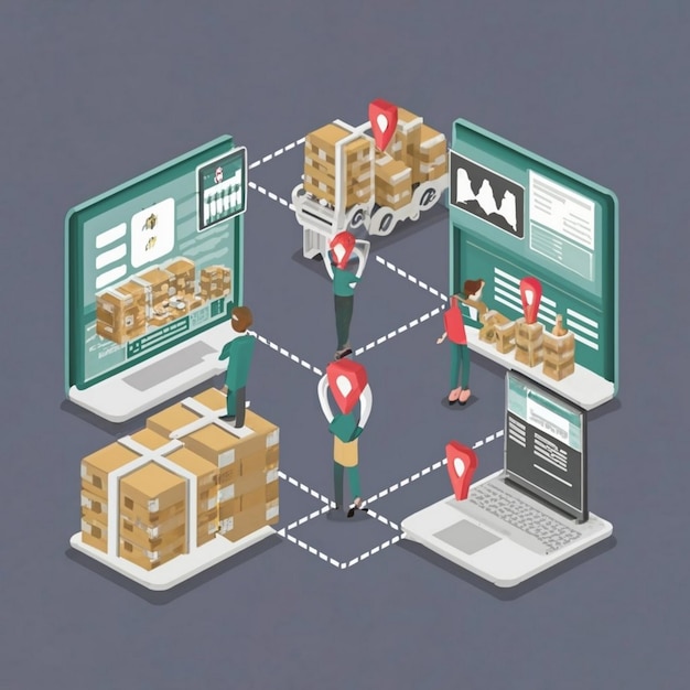 Supply chain simulation concept icon Logistics network abstract idea thin line illustration