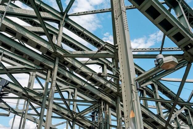 Support above the bridge steel structure closeup