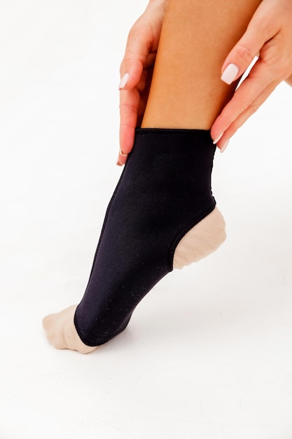 Support for foot injury, ankle brace on white background