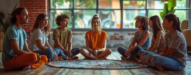 Photo a support group meeting for individuals coping background