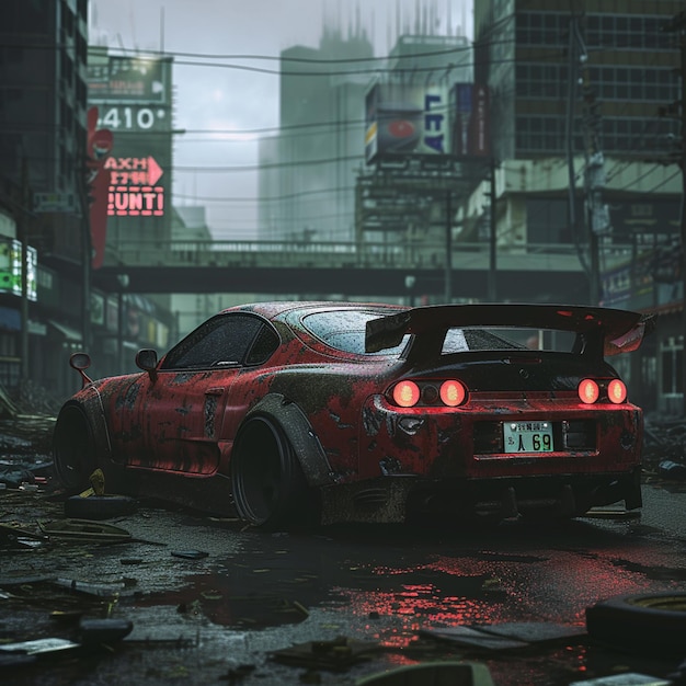 supra mk4 in zombie apocalypse dark destruction lofi theme