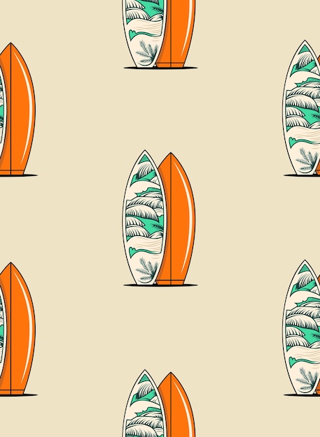 Photo surf board seamless pattern