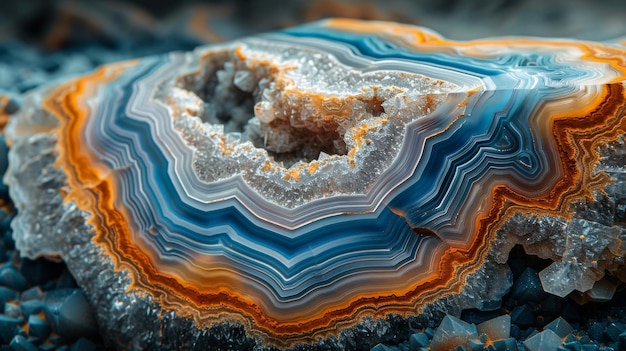 The surface of an agate rock has a gradient