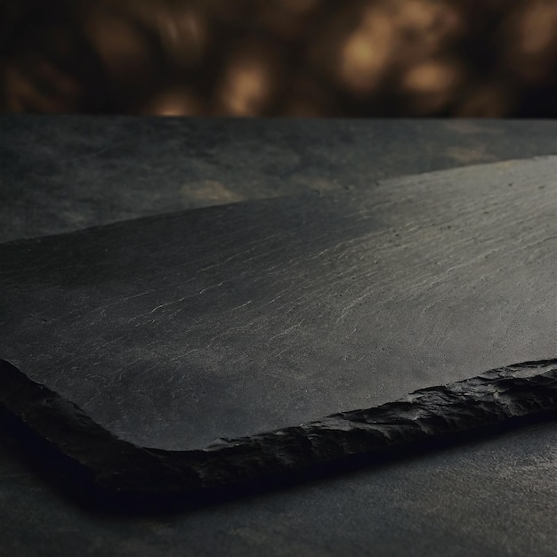 Photo surface black stone cutting board on a blurred background ai generated