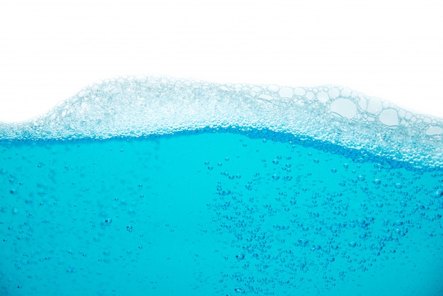 Photo surface of blue water with air bubble