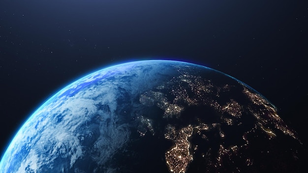 Surface of Earth planet in deep space Outer dark space wallpaper