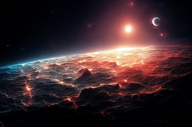 Surface of Extrasolar Alien Planet 3D Artwork Astonishing Abstract Background