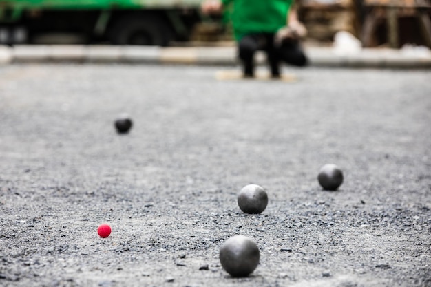 Photo surface level of ball on street