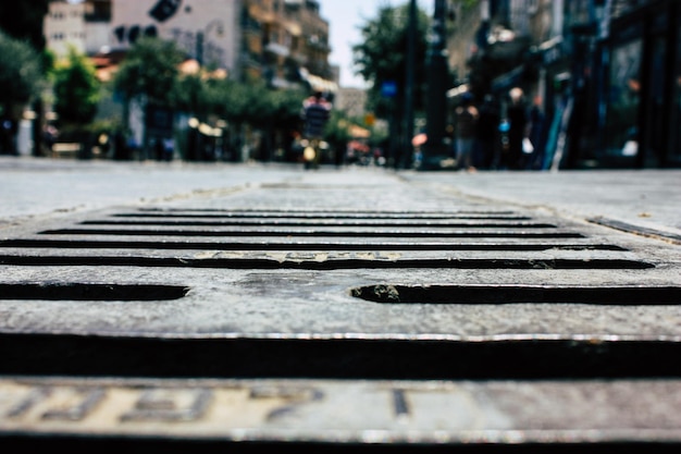 Photo surface level of cobblestone street