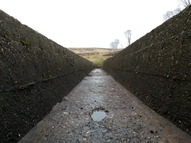 写真 明るい空に対する道路表面のレベル