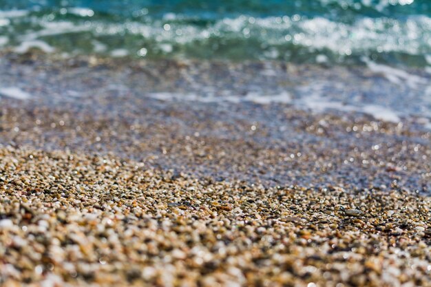 Foto livello superficiale della spiaggia sabbiosa