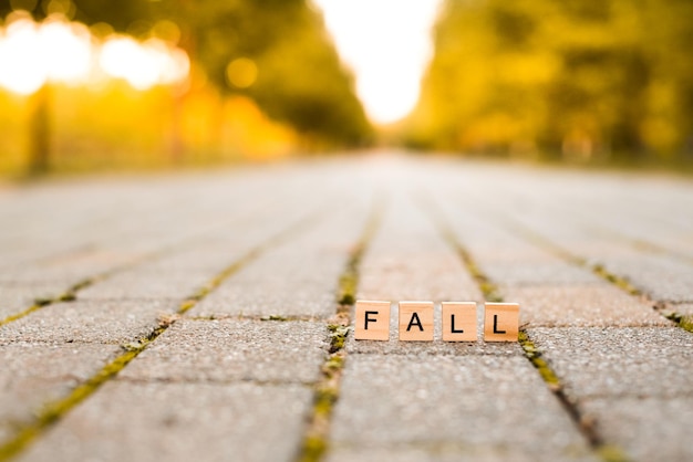 Surface level of text on footpath