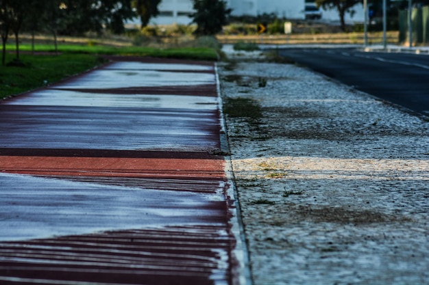 Photo surface level of wet road