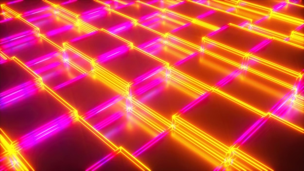 Surface made of neon cubes