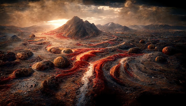 The surface of Mars the landscape of an alien planet