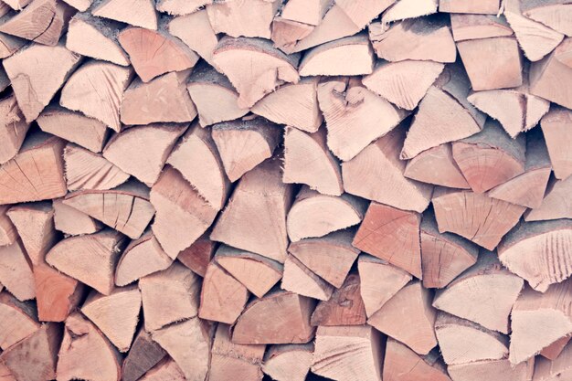 The surface of stacked firewood