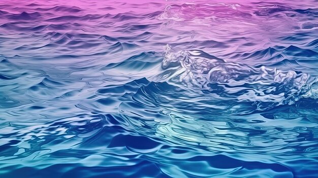 Surface of the water has blue water and purple