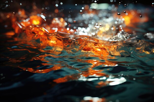 Foto superficie dell'acqua con rendering 3d del fenomeno caustico ia generativo