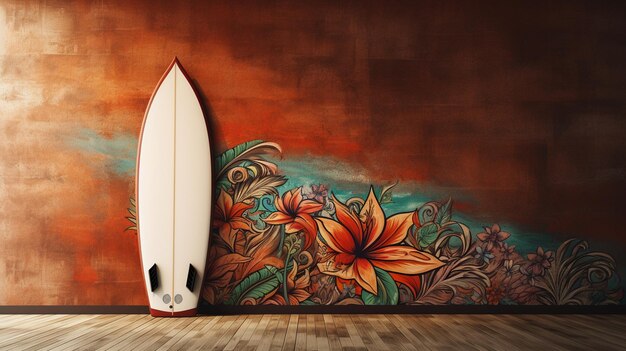 Surfboard against the wall