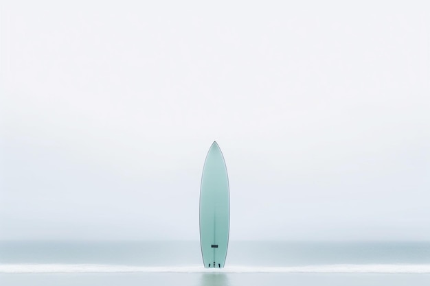 Photo a surfboard is standing in the water with the word surf on it.