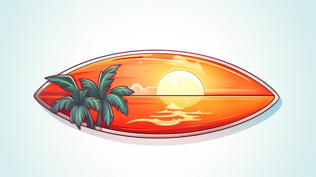 Photo surfboard in the sunset background generative ai