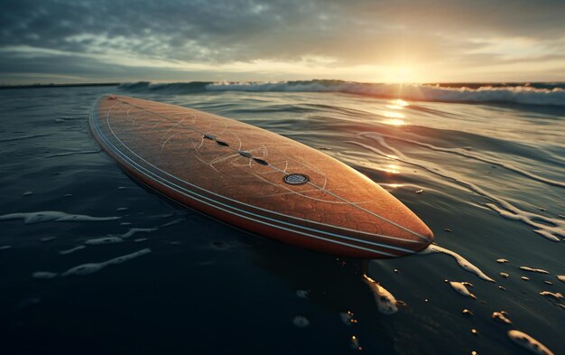 Photo a surfboard with the number 8 on it is laying on the water