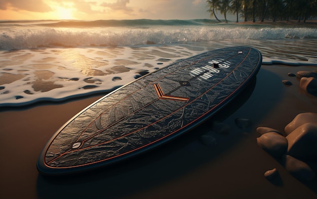 Photo a surfboard with the word lg on it