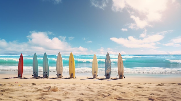 Surfboards on the Beach Background