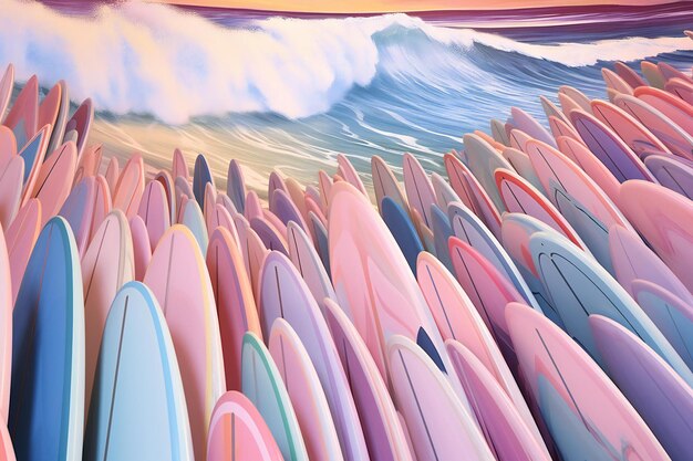 Surfboards on the ocean at sunset