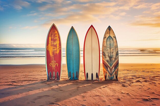 Surfboards op het strand in de ochtend