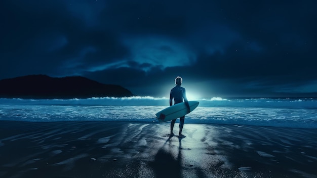 Surfer on ocean background Illustration AI GenerativexA