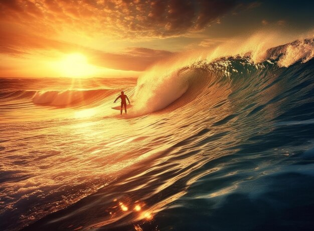 Surfer in ocean Illustration AI GenerativexA