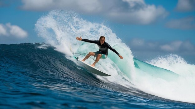 写真 surfer on a blue wave