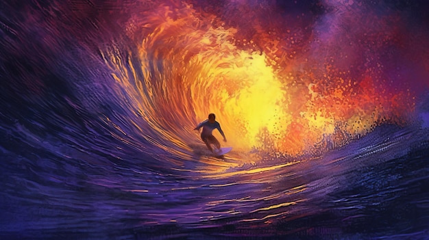 A surfer rides a wave Generative AI Art