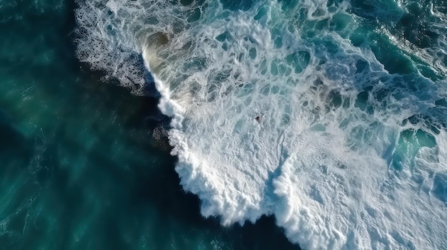 A surfer rides a wave in the ocean.