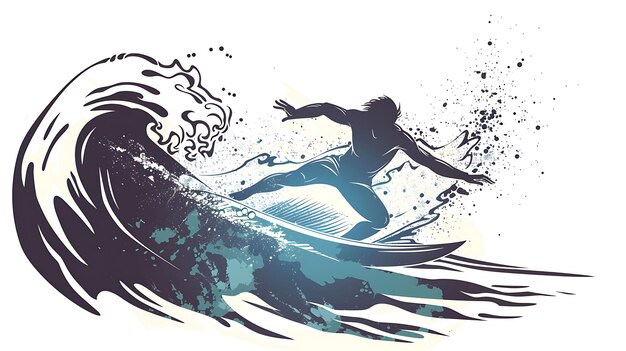 Surfer rides the wave Vector illustration