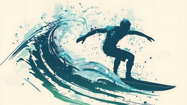 Photo surfer rides the wave vector illustration