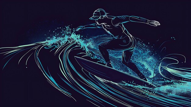 Surfer rides the wave Vector illustration