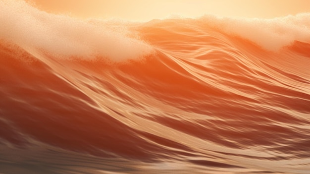 写真 オレンジ色の光生成aiで夕暮れ時に海で波に乗るサーファー