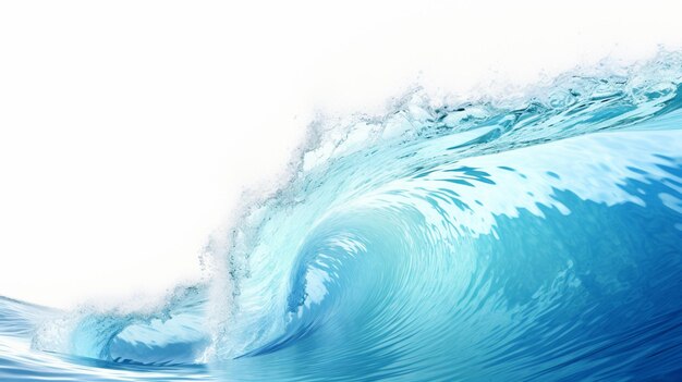 Photo surfer riding a large wave in the ocean on a white background generative ai