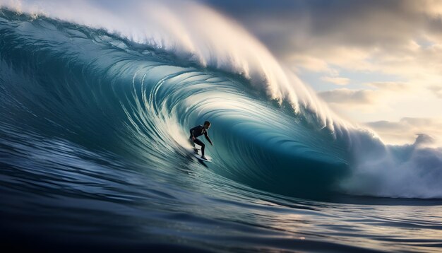 Photo surfer on wave barrel surf