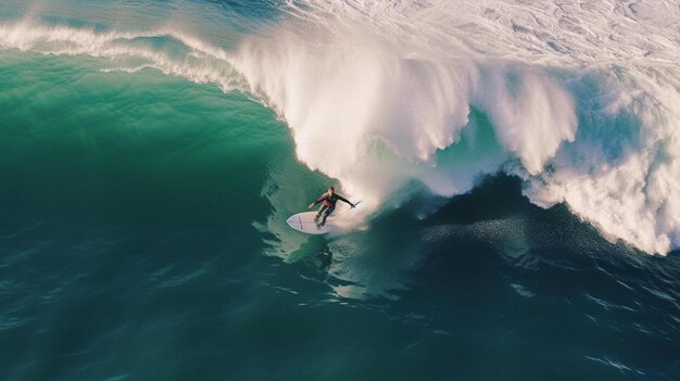 Photo surfer on the wave in hawaii aerial